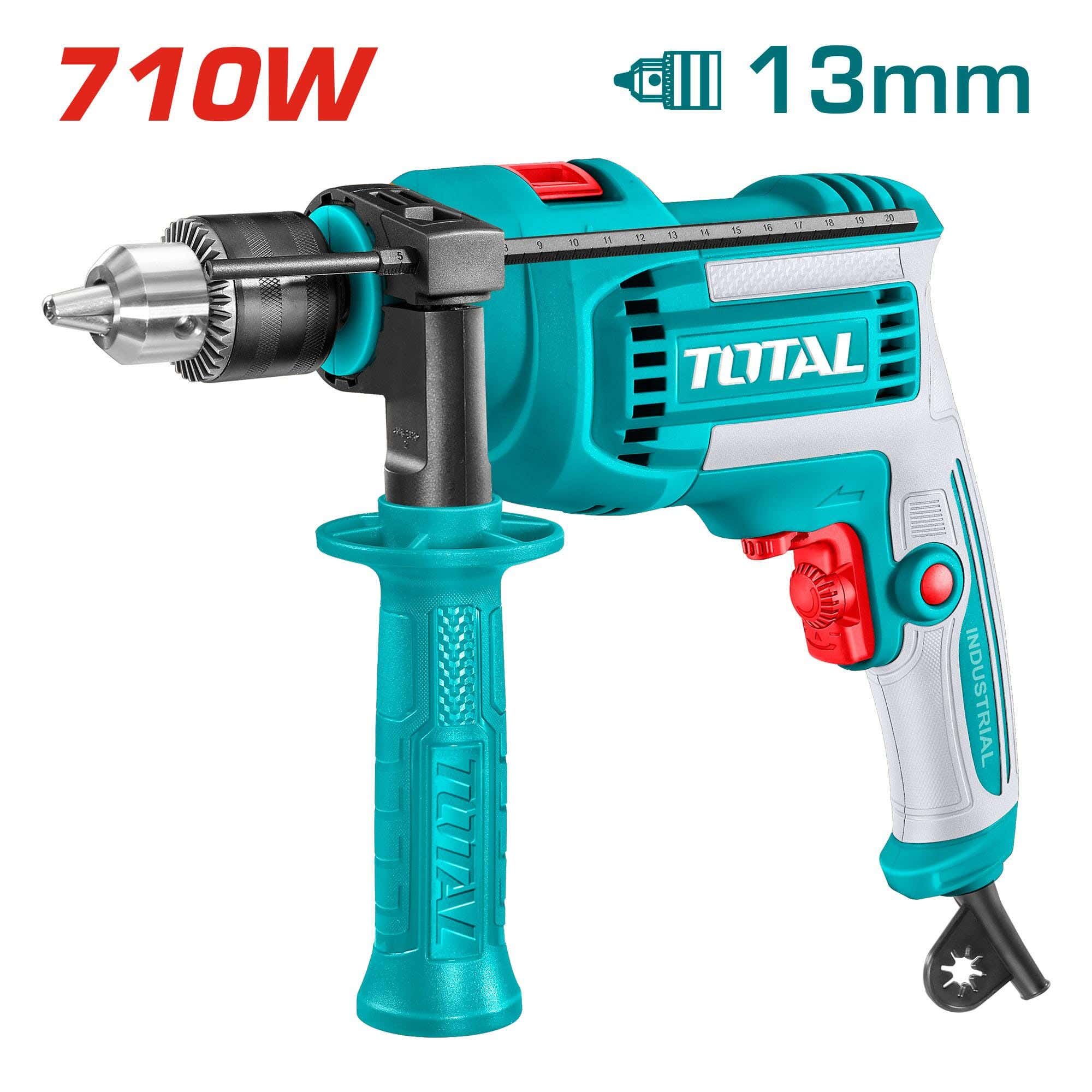 Total Electric Drill, 710W, 13mm - Blue