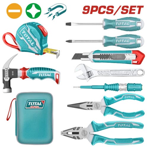Total Hand Tool Set, 9 Pieces, THKTHP90097 - Multicolor