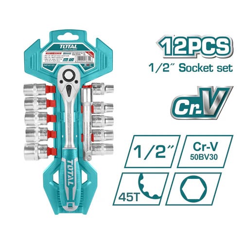 Total Socket Set, 12 Pieces, THT141121 - Blue