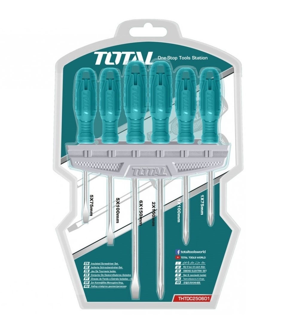 Total THTDC250601 Screwdriver Set, 6 Pcs - Green Silver