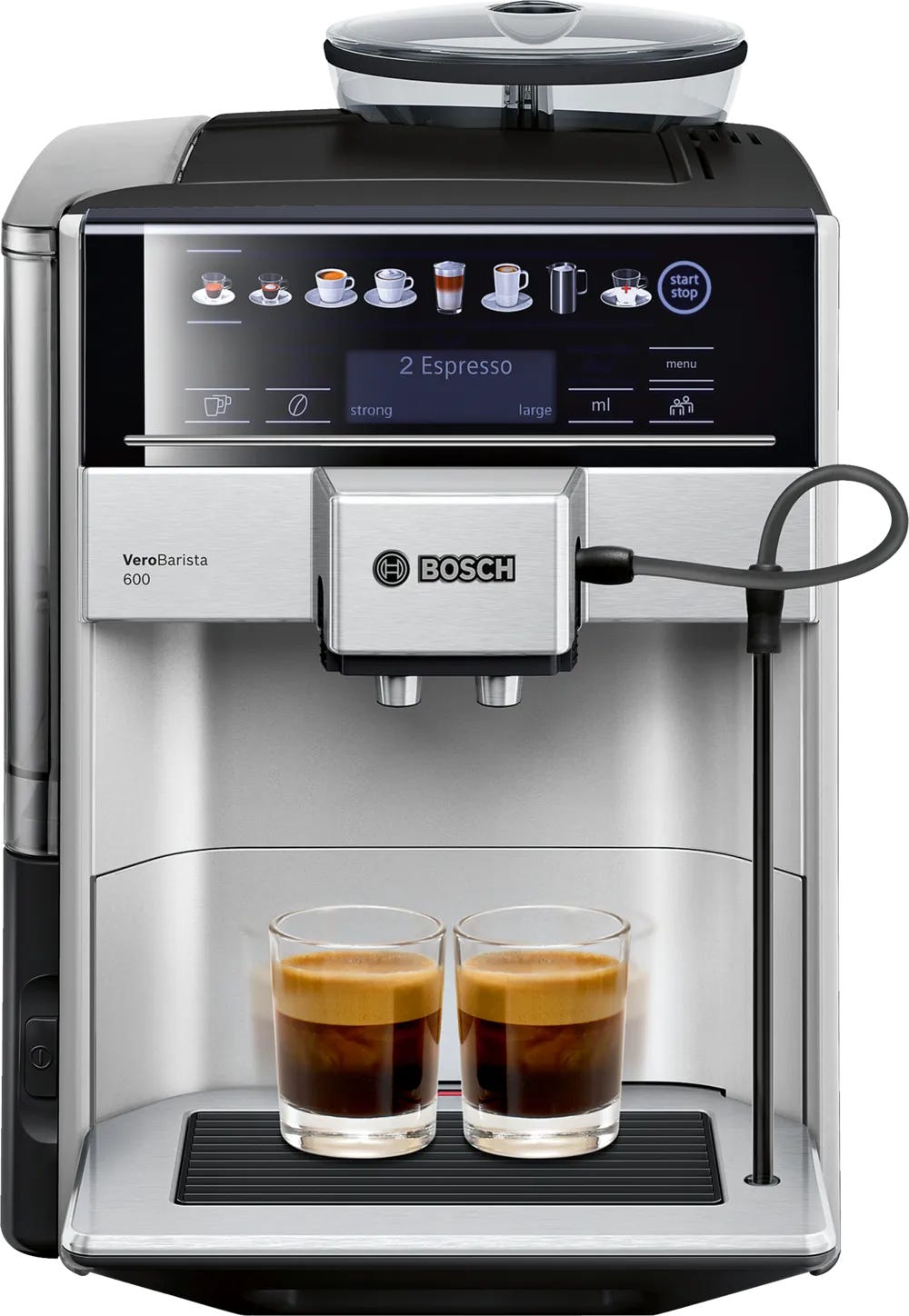Bosch TIS65621RW Espresso Coffee Machine, 1500 Watt, Removable Water Tank - Black Silver