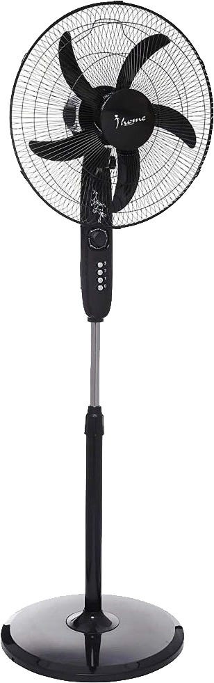 IHome KI-2000B Stand Fan, 18 Inch, 5 Blades - Black