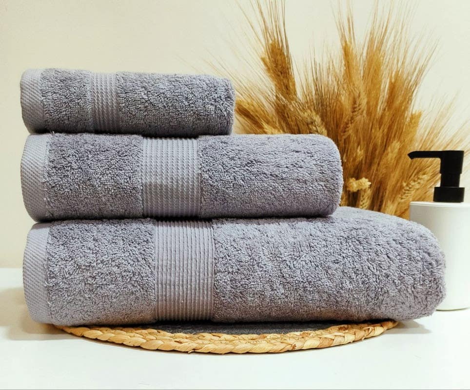 jacquardina Cotton Face Towel Set, 3 Pieces - Grey
