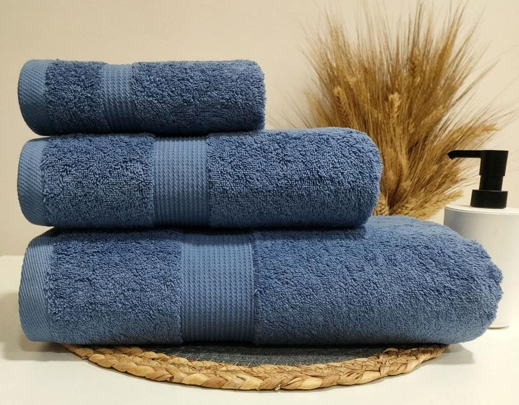 jacquardina Cotton Face Towel Set, 3 Pieces - Blue