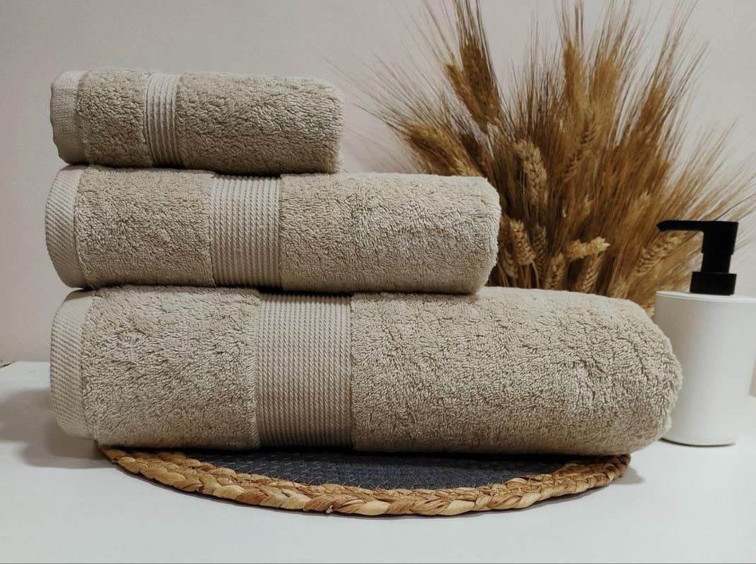 jacquardina Cotton Face Towel Set, 3 Pieces - Beige
