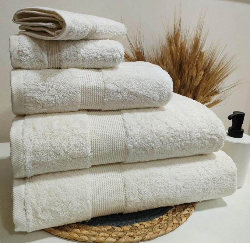 jacquardina Cotton Face Towel Set, 5 Pieces - Off White