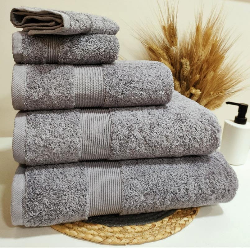 jacquardina Cotton Face Towel Set, 5 Pieces - Grey