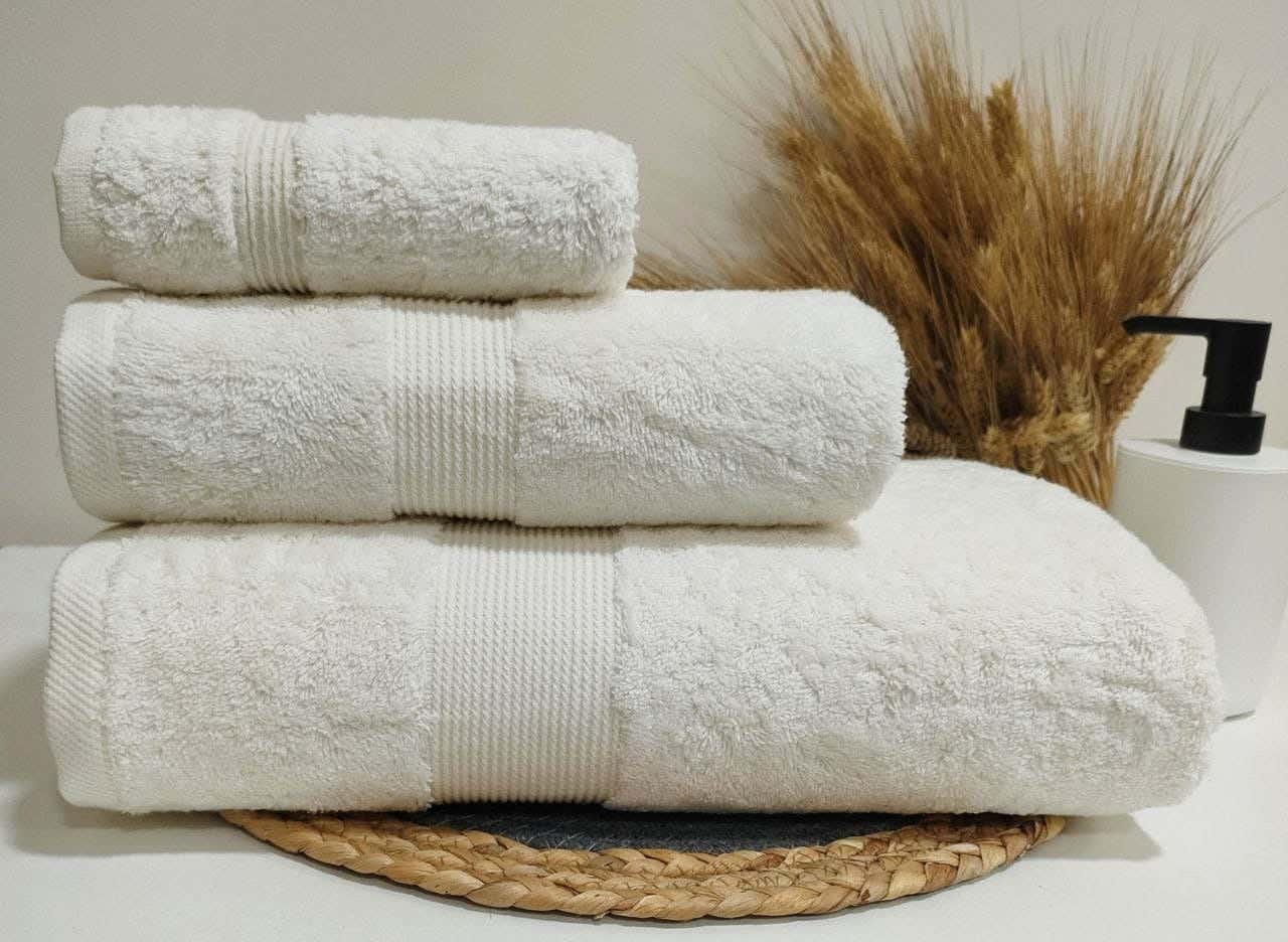 jacquardina Cotton Face Towel Set, 3 Pieces - Off White