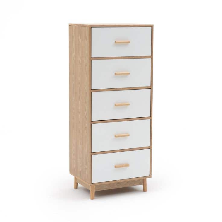 5-drawer MDF storage unit, 50×120×40 cm - White Beige