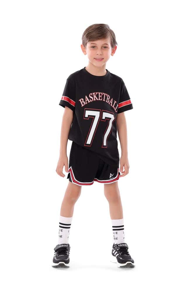 Anja Polyester Short Sleeve T-Shirt, For Boys - Black
