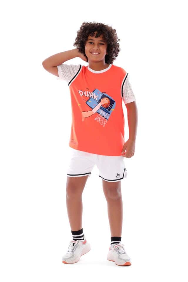 Anja Polyester Short Sleeve T-Shirt, For Boys - Orange
