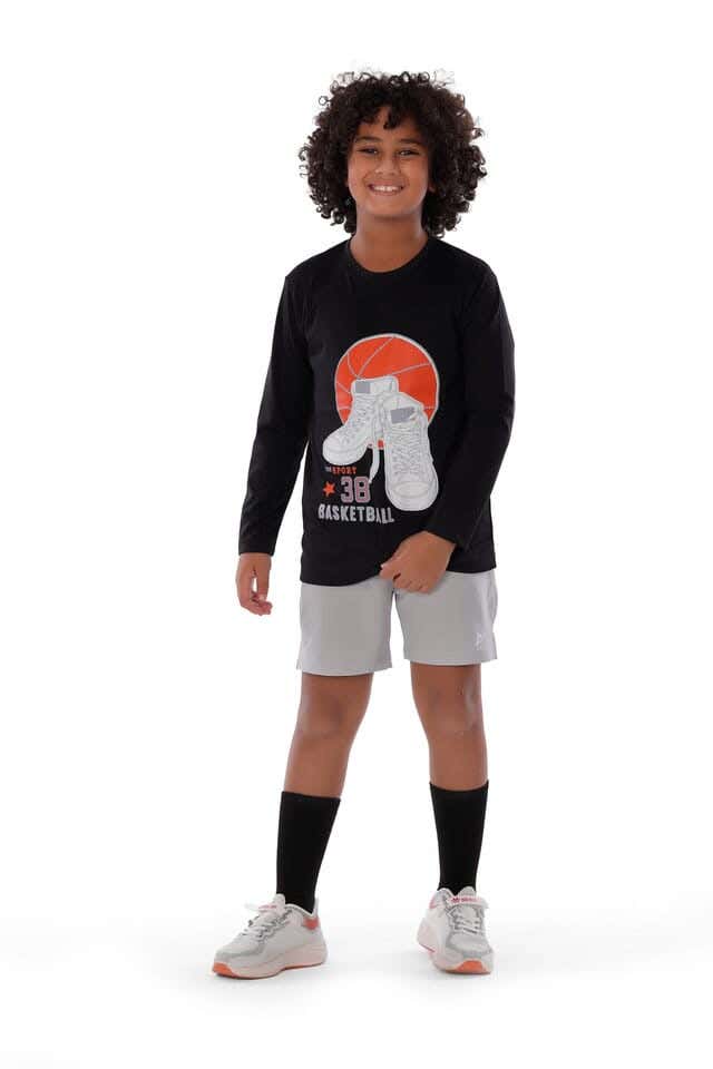 Anja Polyester Long Sleeve T-Shirt, For Boys - Black