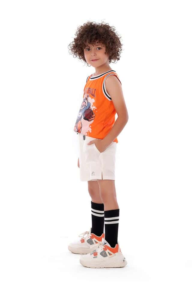 Anja Polyester Sleeveless T-Shirt, For Boys - Orange