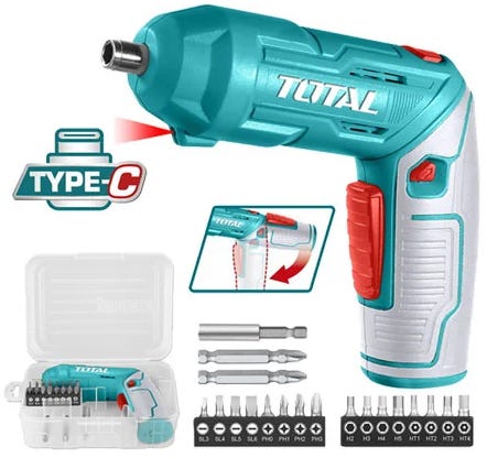 Total TSDLI0442 Electric Drill Driver, 4 Volt - Turquoise