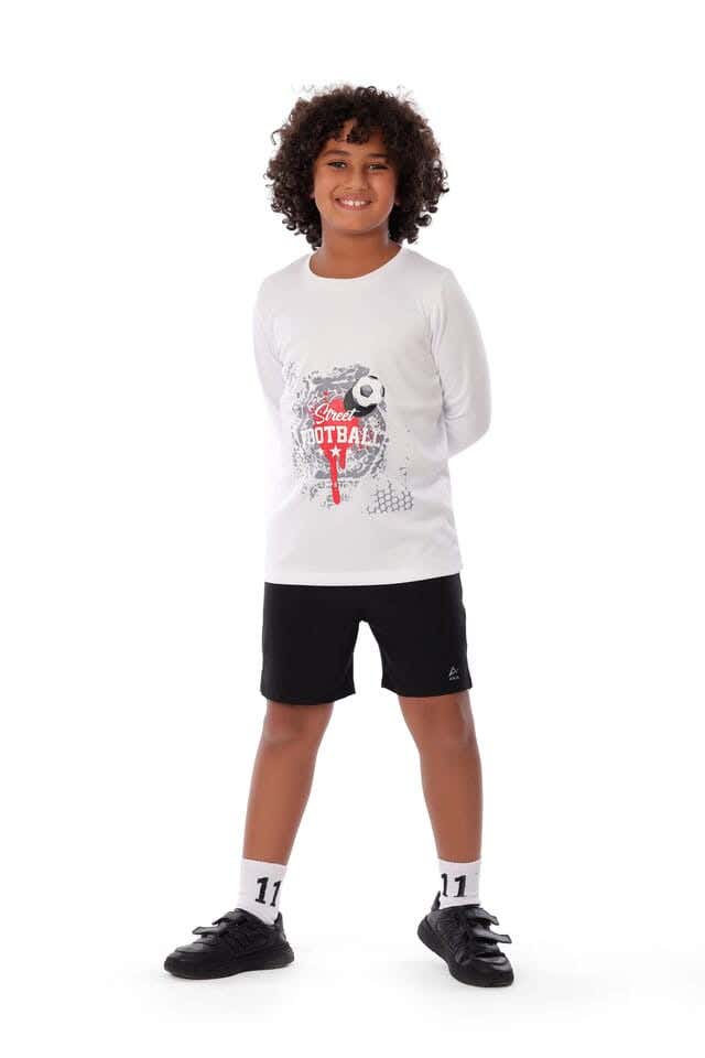 Anja Polyester Long Sleeve T-Shirt, For Boys - White