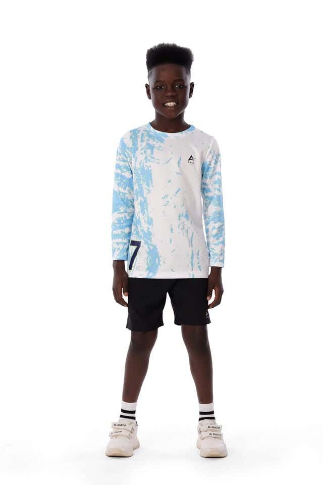 Anja Polyester Long Sleeve T-Shirt, For Boys - White Blue