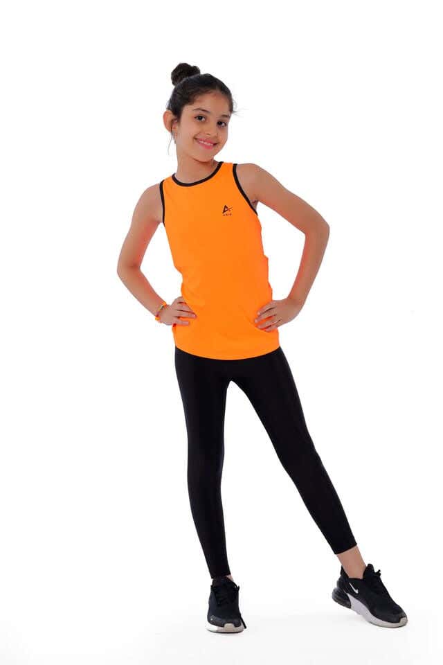 Anja Polyester Sleeveless Tank Top, For Girls - Orange