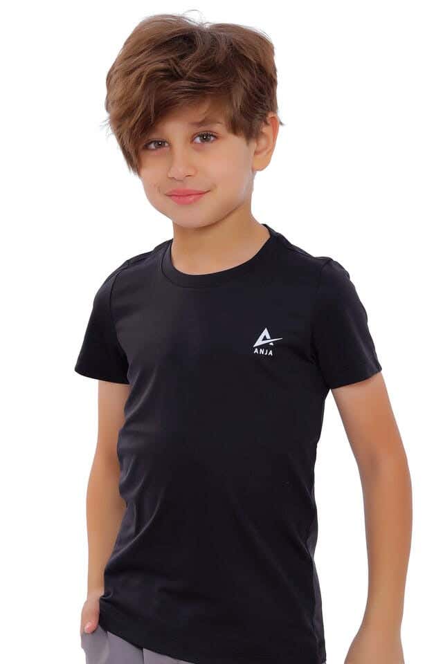 Anja Polyester Short Sleeve T-Shirt, For Boys - Black