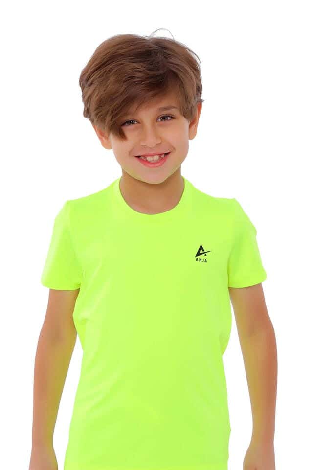 Anja Polyester Short Sleeve T-Shirt, For Boys - Lemon