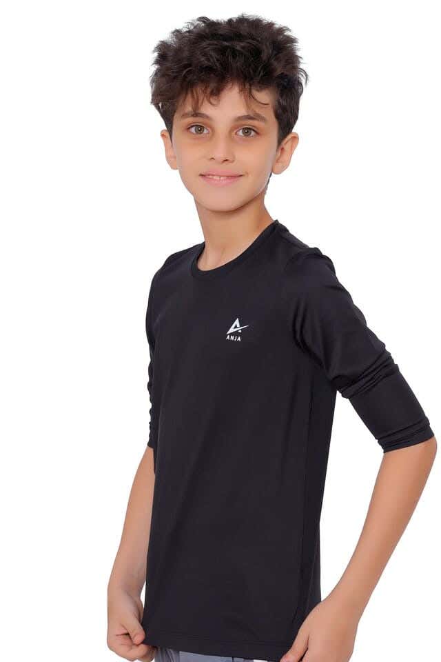 Anja Polyester Long Sleeve T-Shirt, For Boys - Black