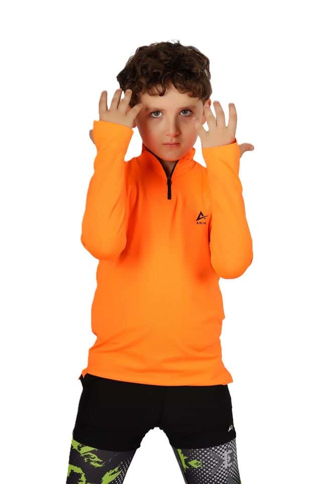 Anja Polyester Long Sleeve T-Shirt, For Boys - Orange