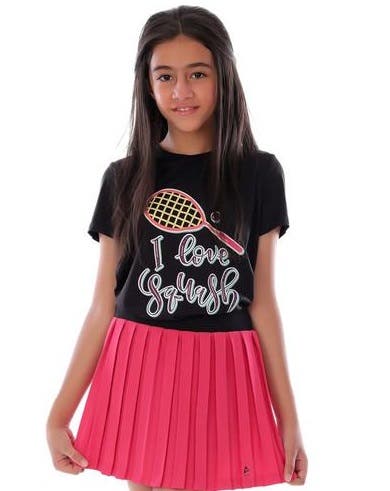 Anja Polyester Short Sleeve T-Shirt, For Girls - Black