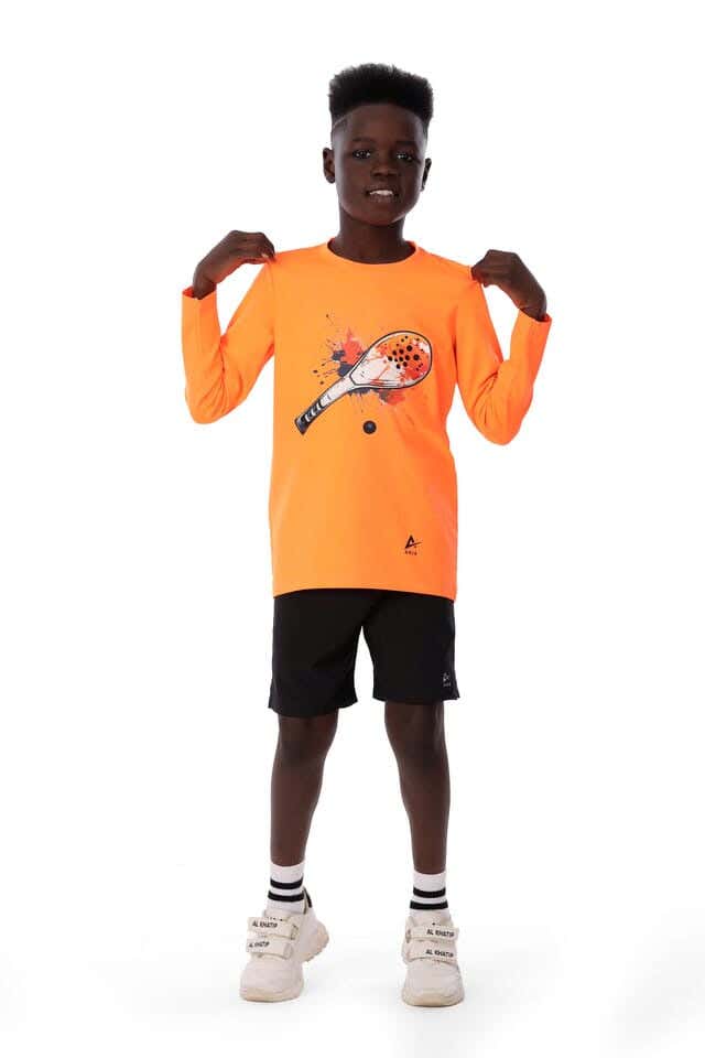 Anja Polyester Long Sleeve T-Shirt, For Boys - Orange