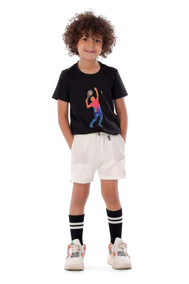 Anja Polyester Short Sleeve T-Shirt, For Boys - Black