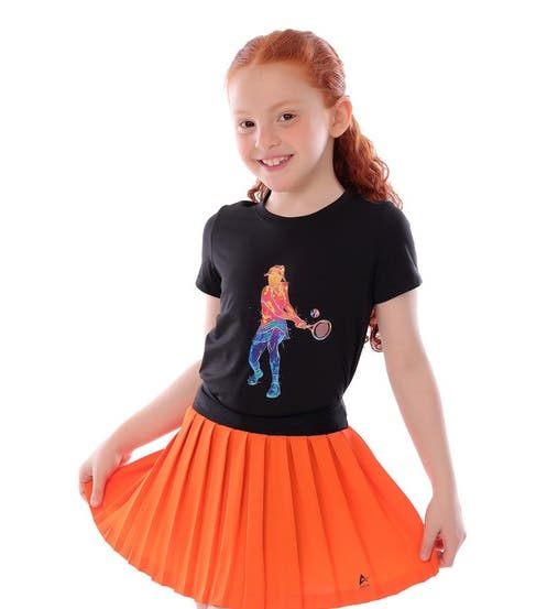 Anja Polyester Short Sleeve T-Shirt, For Girls - Black