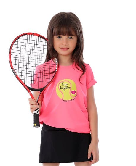 Anja Polyester Short Sleeve T-Shirt, For Girls - Pink