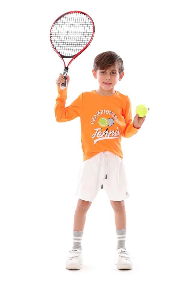 Anja Polyester Long Sleeve T-Shirt, For Boys - Orange