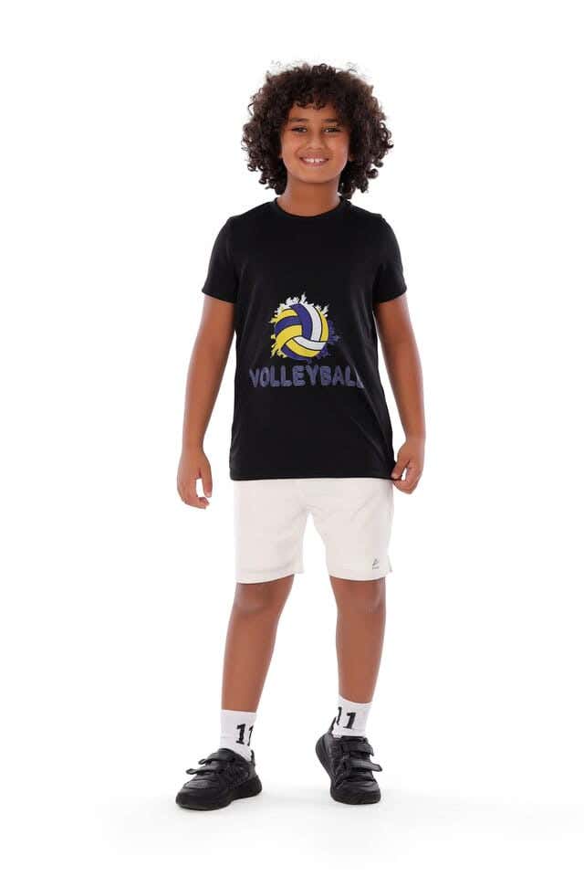 Anja Polyester Short Sleeve T-Shirt, For Boys - Black