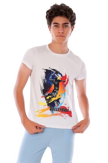 Anja Polyester Short Sleeve T-Shirt, For Boys - White