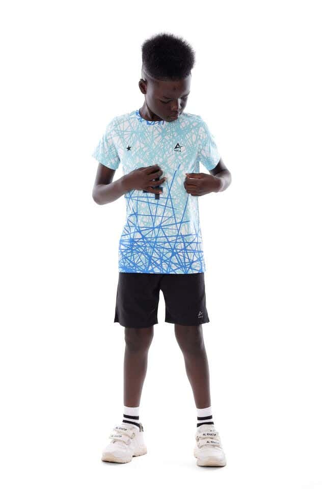 Anja Polyester Short Sleeve T-Shirt, For Boys - White Light Blue