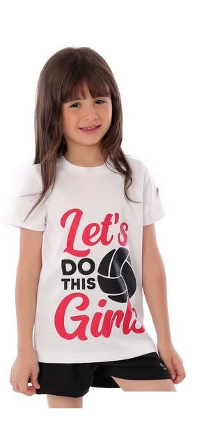 Anja Polyester Short Sleeve T-Shirt, For Girls - White