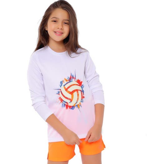 Anja Polyester Long Sleeve T-Shirt, For Girls - White
