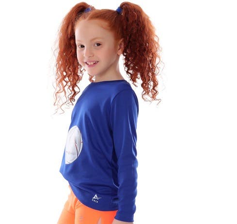 Anja Polyester Long Sleeve T-Shirt, For Girls - Blue