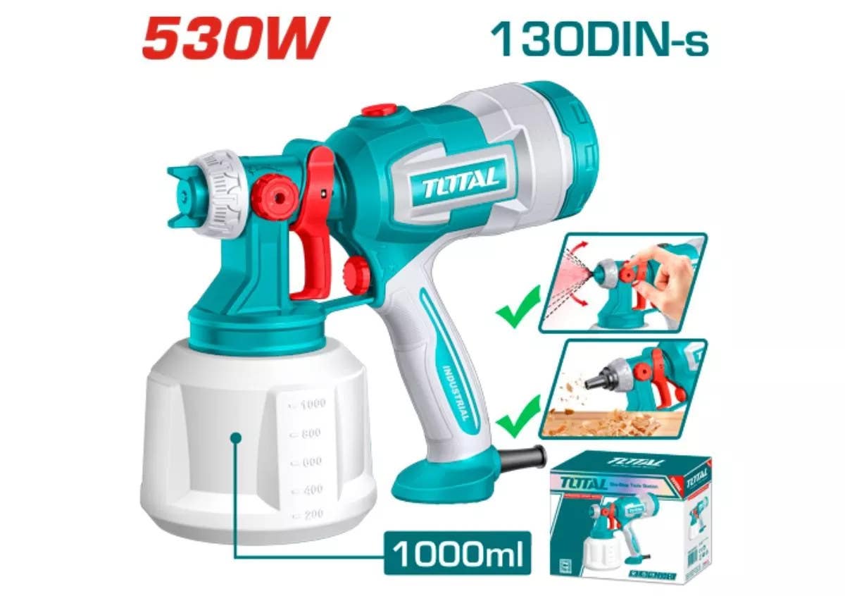 Total Doco Electric Pistol, 530 Watt, Plastic Penta, 1000 Ml, Tt4506 - Blue