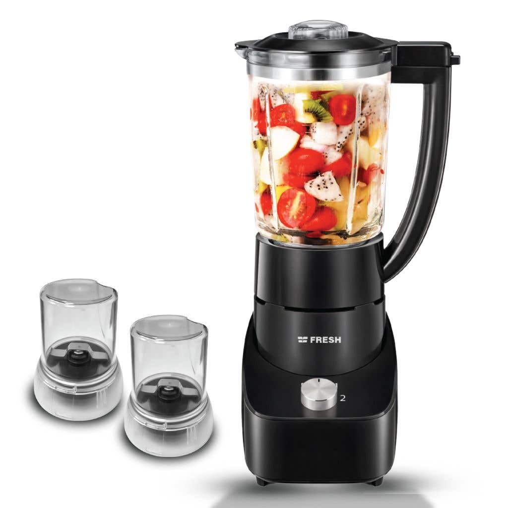 Fresh Turbo Mix Countertop Blender, 1.5 Liter, 700 Watt, with 2 Grinders - Black