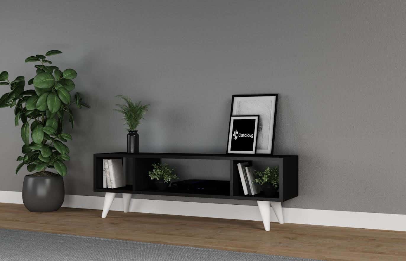 MDF Wood Screen Table, 120×30×40 cm - Black