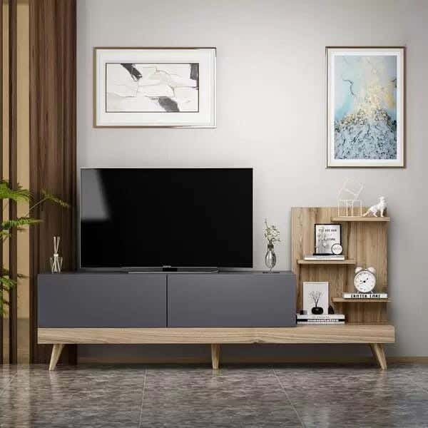 MDF Wood Screen Table, 180×35×80 cm - Black Beige