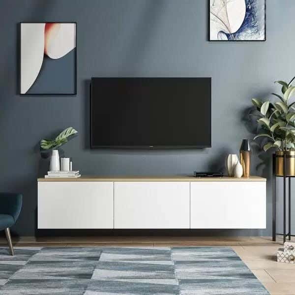 MDF Wood Screen Table, 150×30×40 cm - White