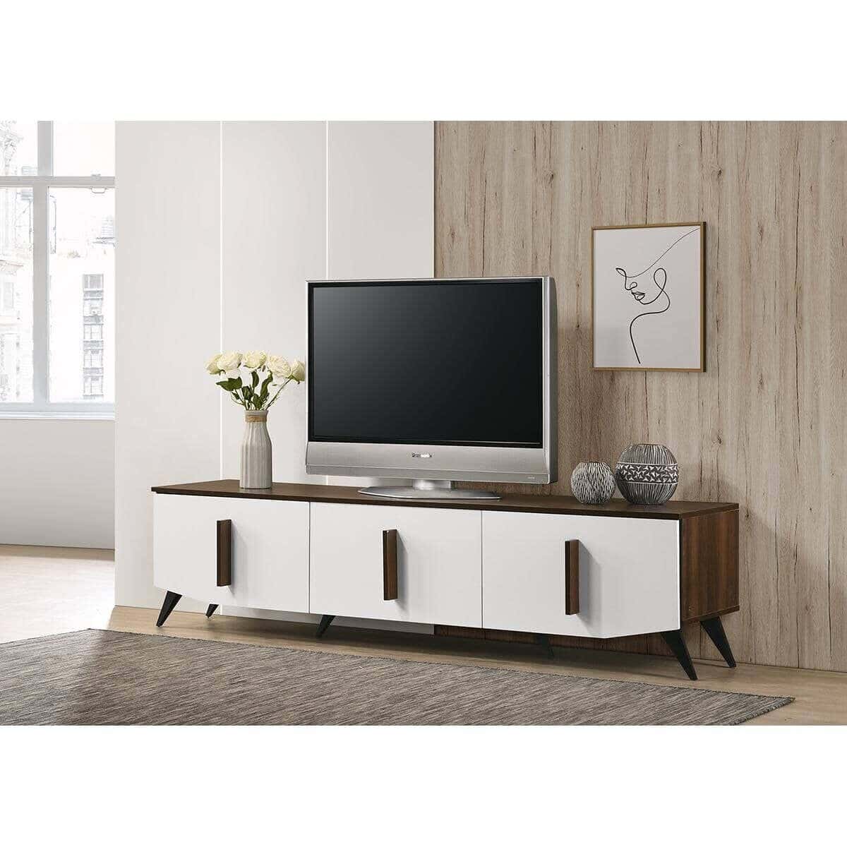 MDF Wood Screen Table, 180×40×45 cm - Brown White