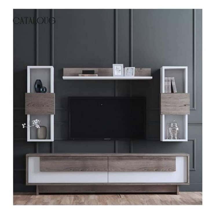 MDF Wood Screen Unit, 160×30×40 cm - Beige White