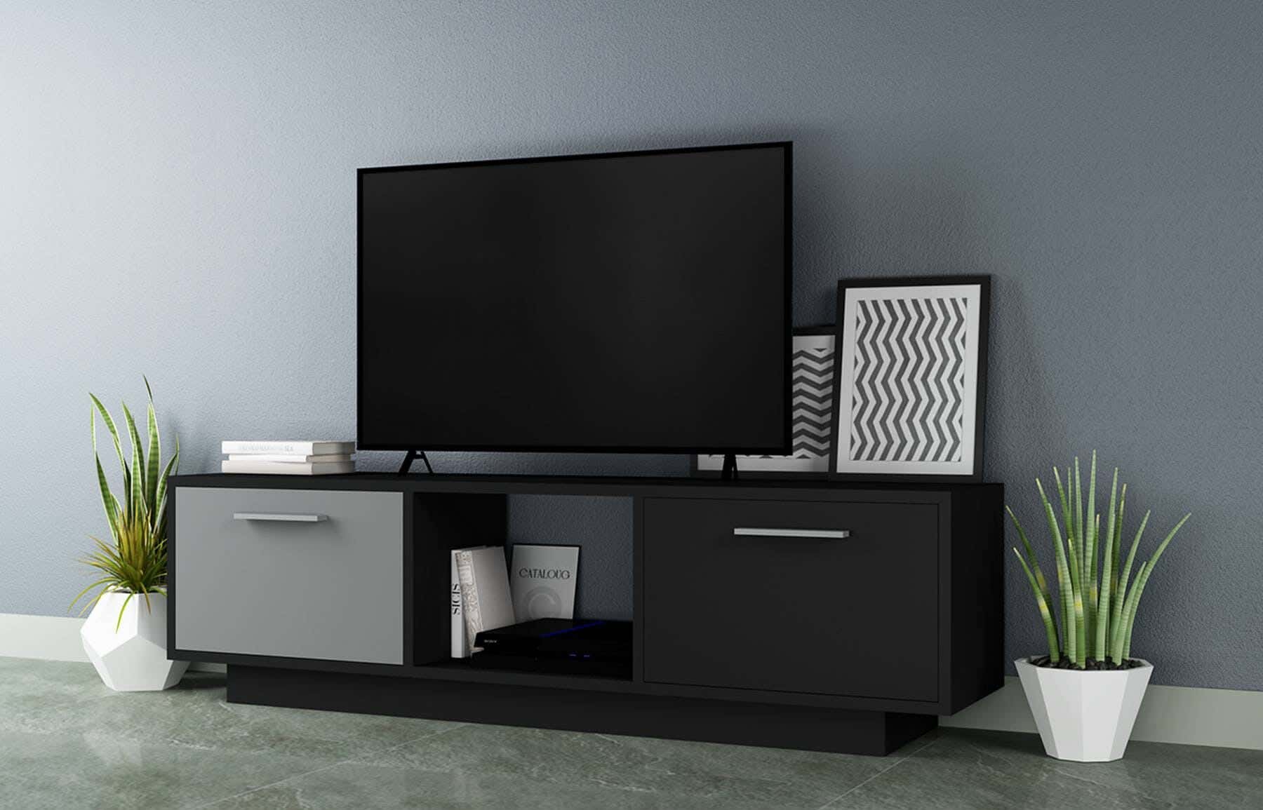 MDF Wood Screen Table, 140×30×40 cm - Black