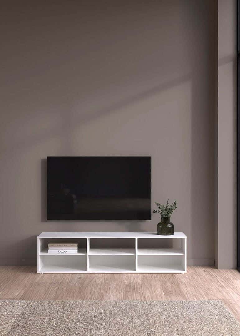 MDF Wooden Tv Table, 40 × 150 × 30 Cm, Melamine Surface - White