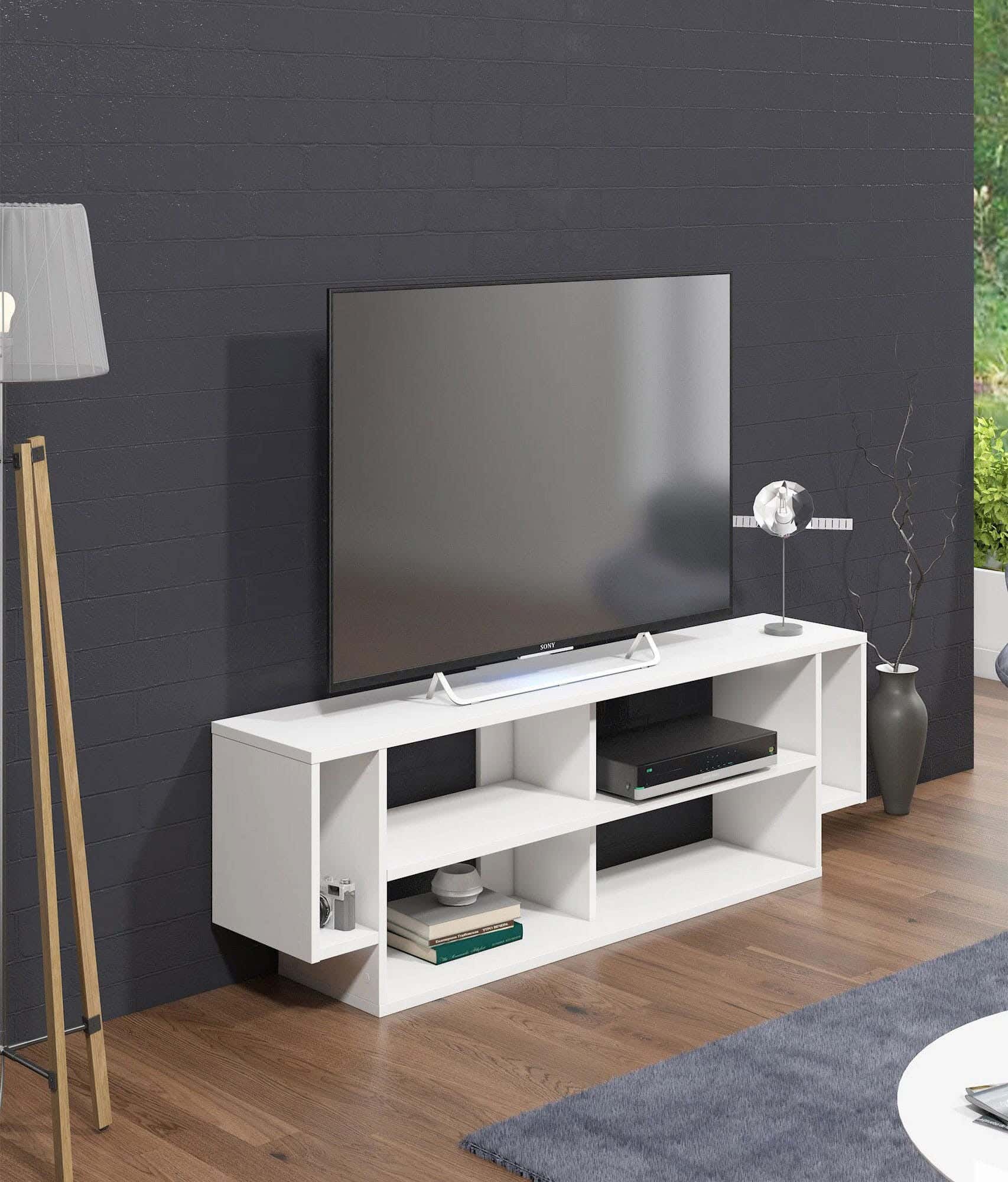 MDF Wooden Tv Table, 40×120×30 Cm - White