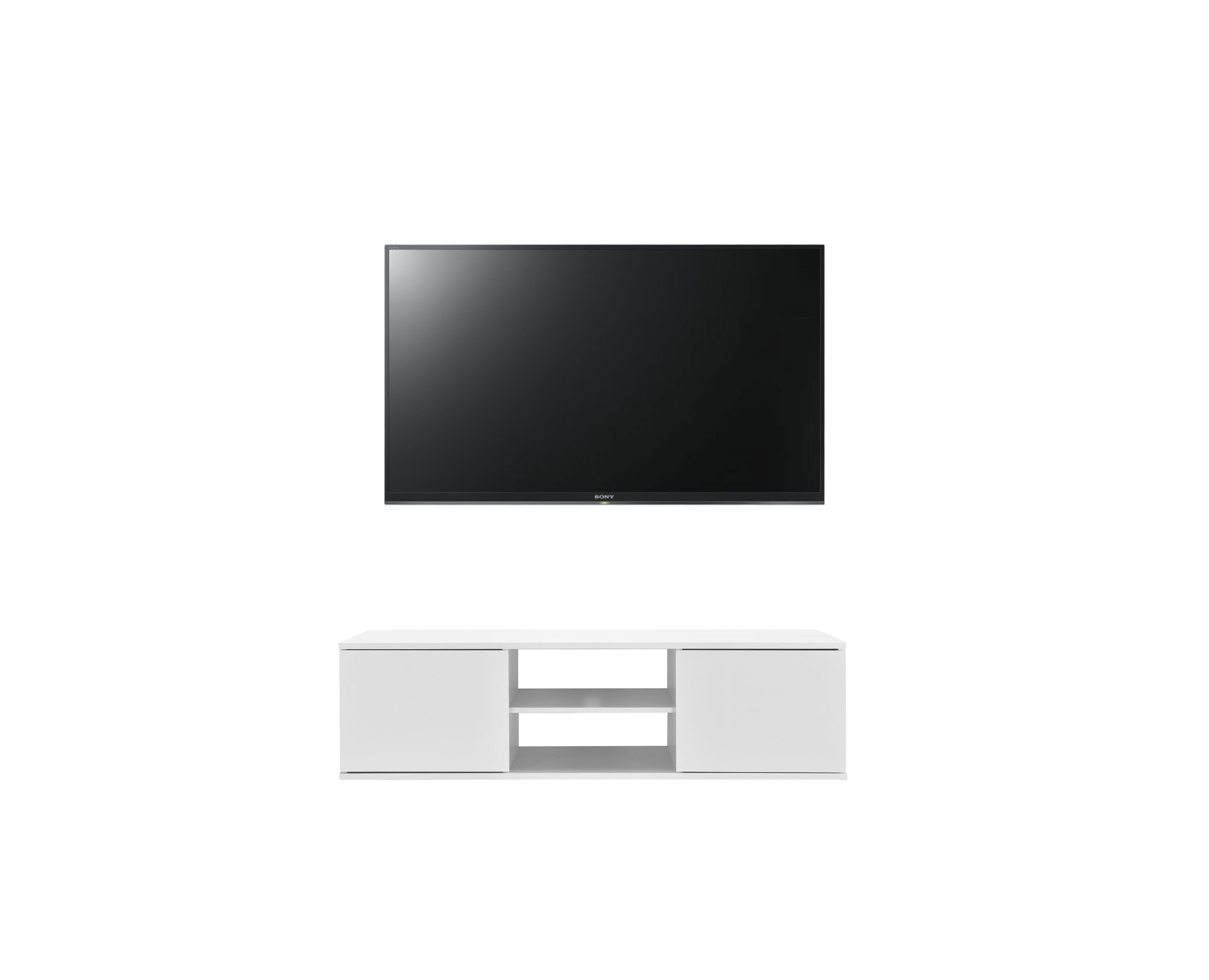 MDF Wooden Tv Table, 40 × 140 × 30 Cm, Melamine Surface - White