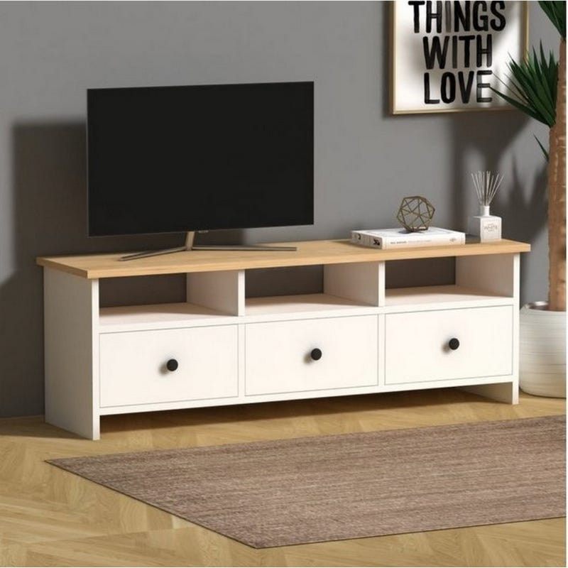 MDF Wood Screen Table, 120×40×30 cm - Beige White