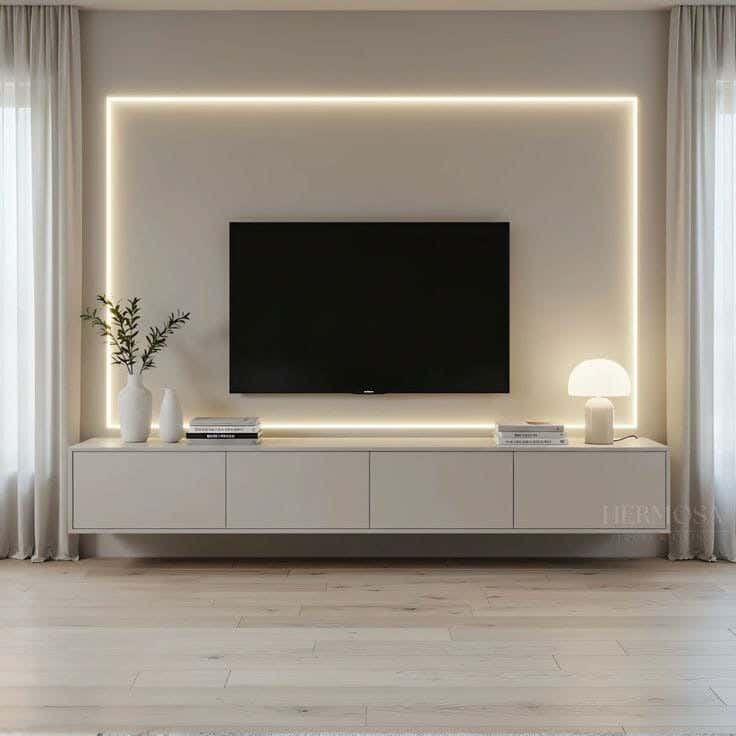Spanish MDF Wood Tv Table, 160x25x40 cm - White